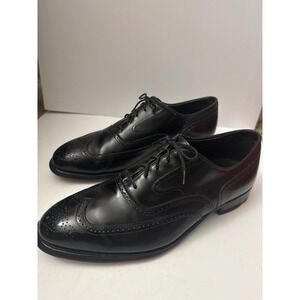 Mens Black Leather Wingtip Oxford Dress Shoes Brogue Lace Up Formal Business